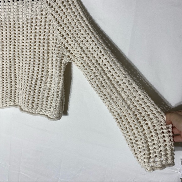 Wild Fable Cream Cotton Knit Cropped Scoop Neck Sweater M - Picture 12 of 14